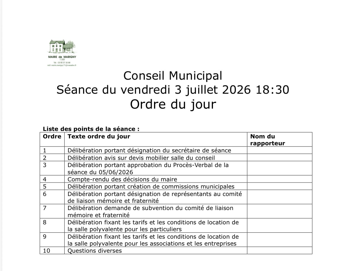 Conseil Municipal Séance du vendredi 3 juillet 2026 18:30