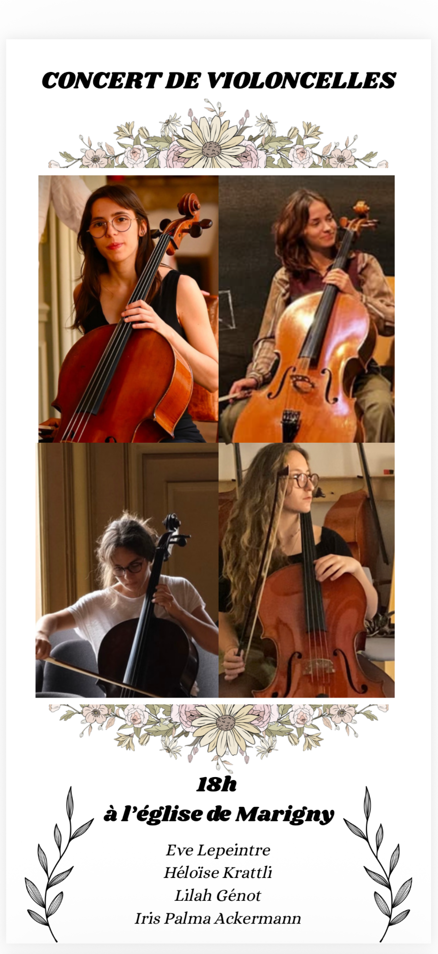 🎻 Concert de violoncelles à l’église de Marigny 🎻